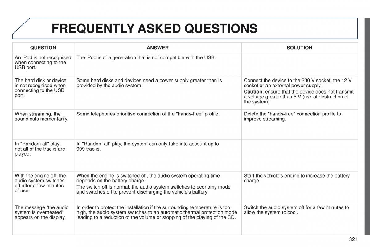 Peugeot 208 owners manual / page 323