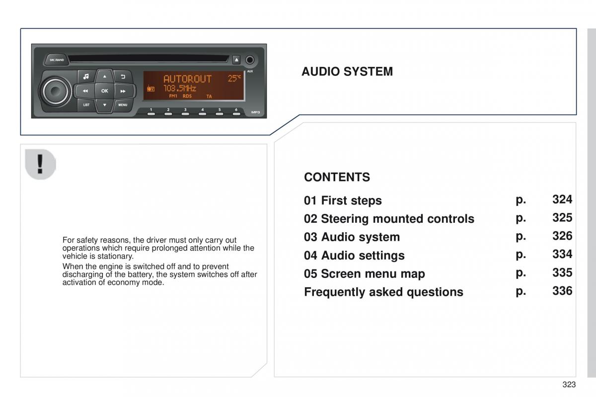 Peugeot 208 owners manual / page 325