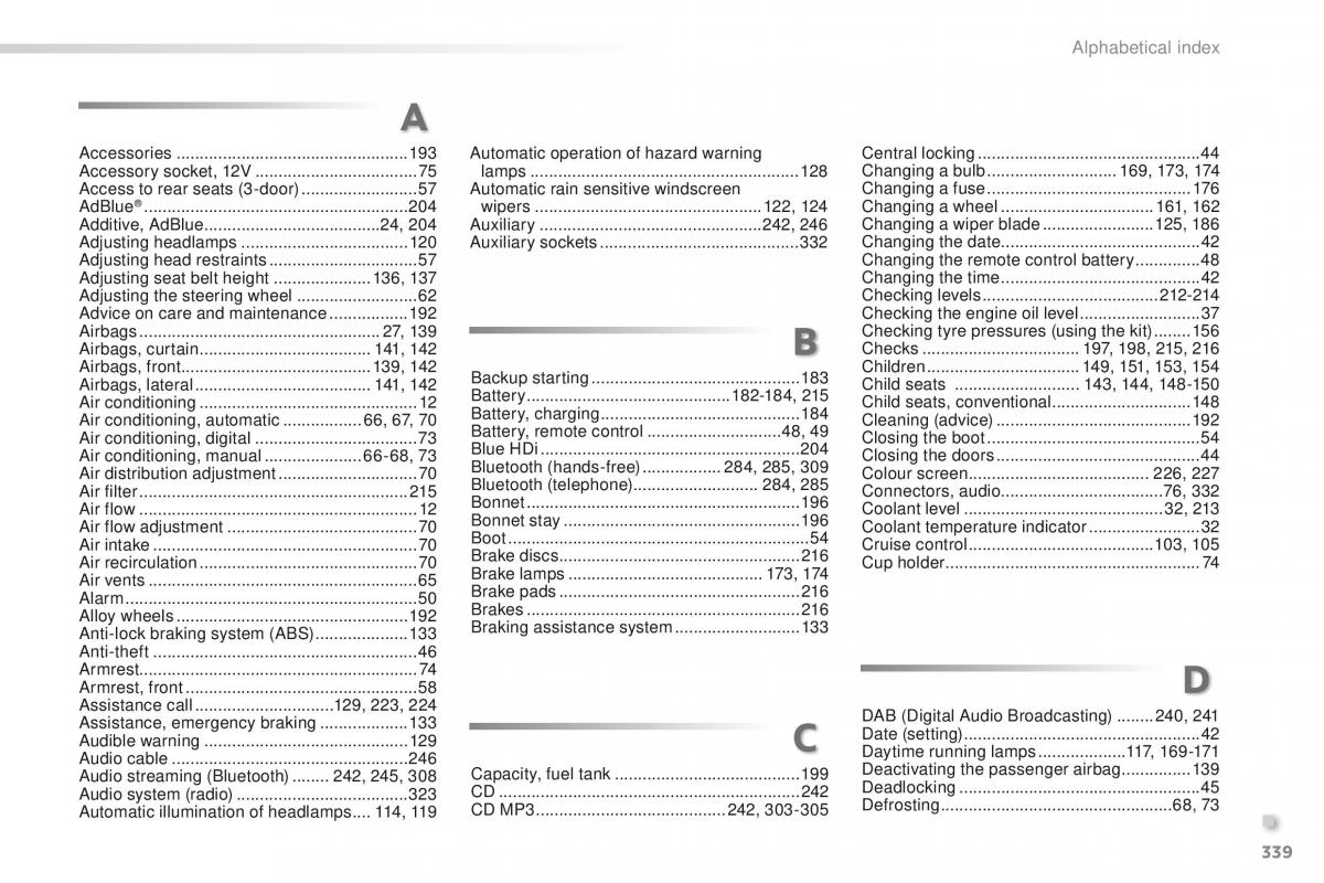 Peugeot 208 owners manual / page 341