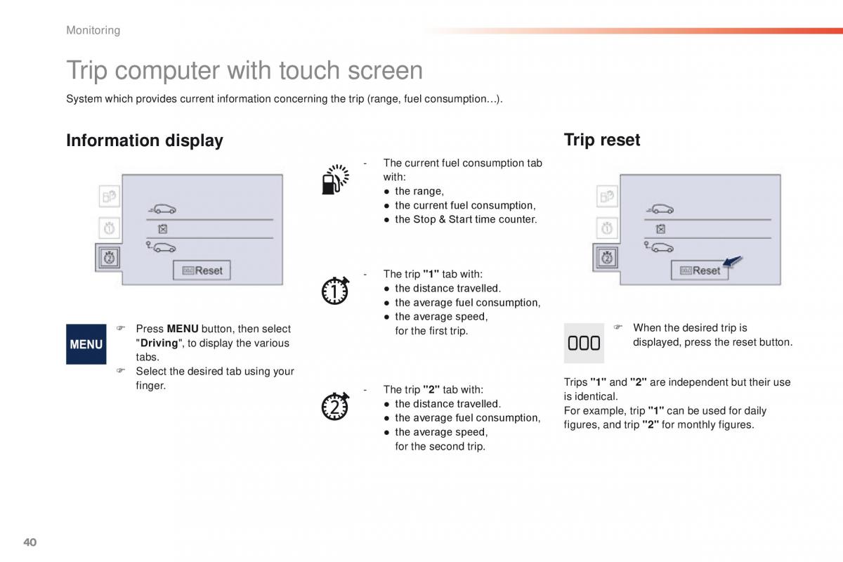 Peugeot 208 owners manual / page 42