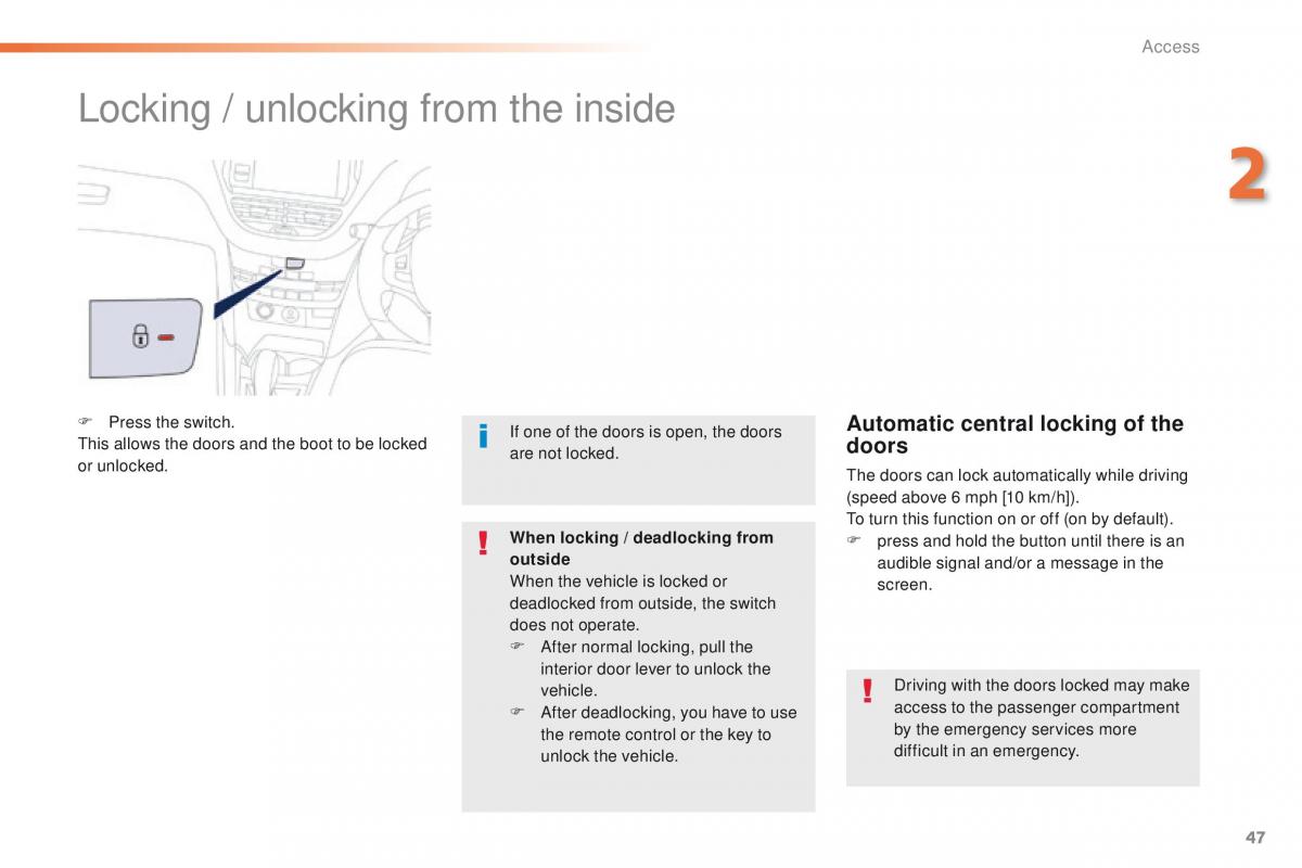 Peugeot 208 owners manual / page 49