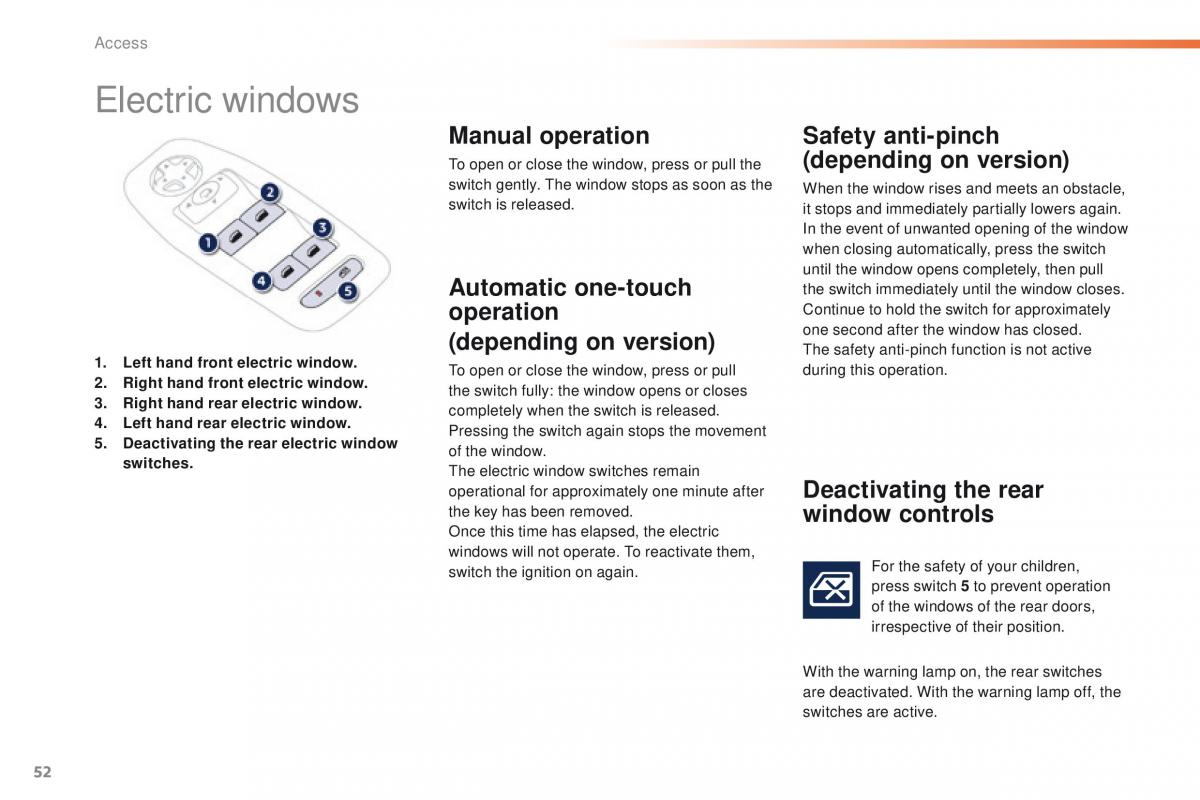 Peugeot 208 owners manual / page 54