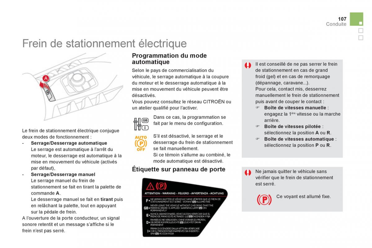 Citroen DS5 manuel du proprietaire / page 109