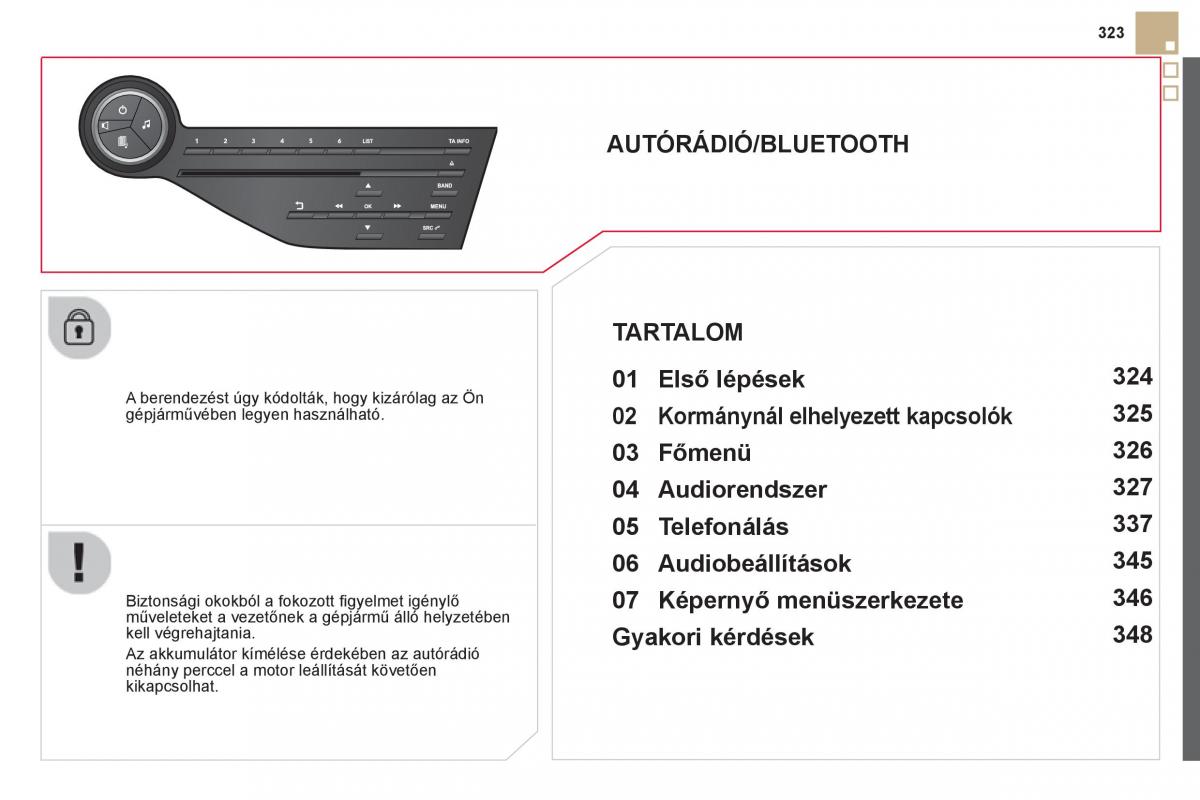 Citroen DS5 Kezelesi utmutato / page 325