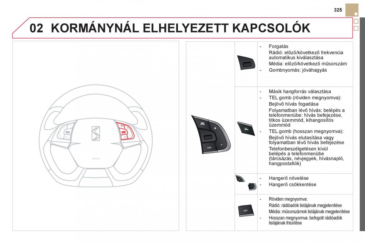 Citroen DS5 Kezelesi utmutato / page 327