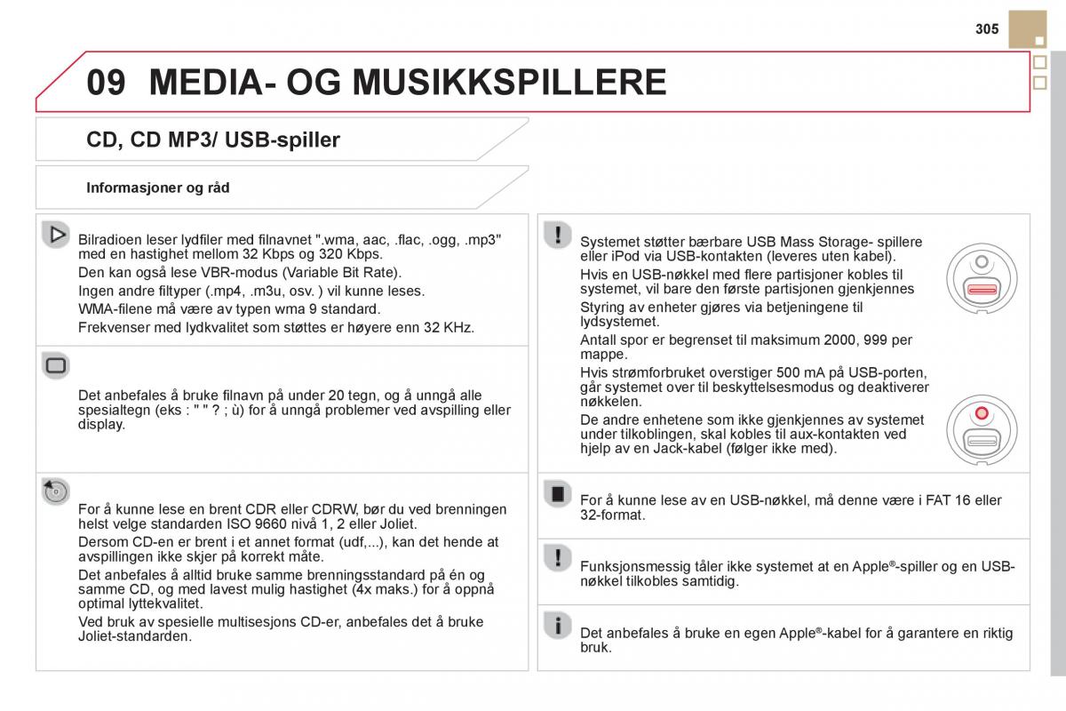 Citroen DS5 bruksanvisningen / page 307