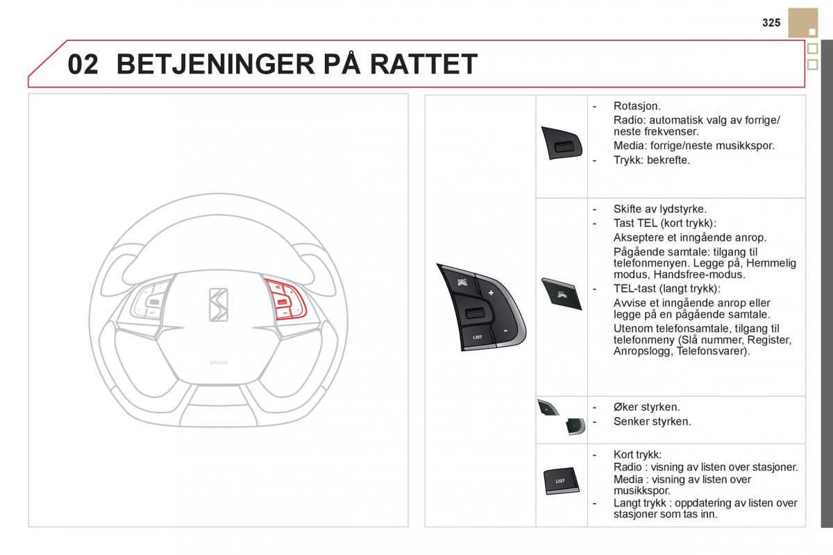 Citroen DS5 bruksanvisningen / page 327