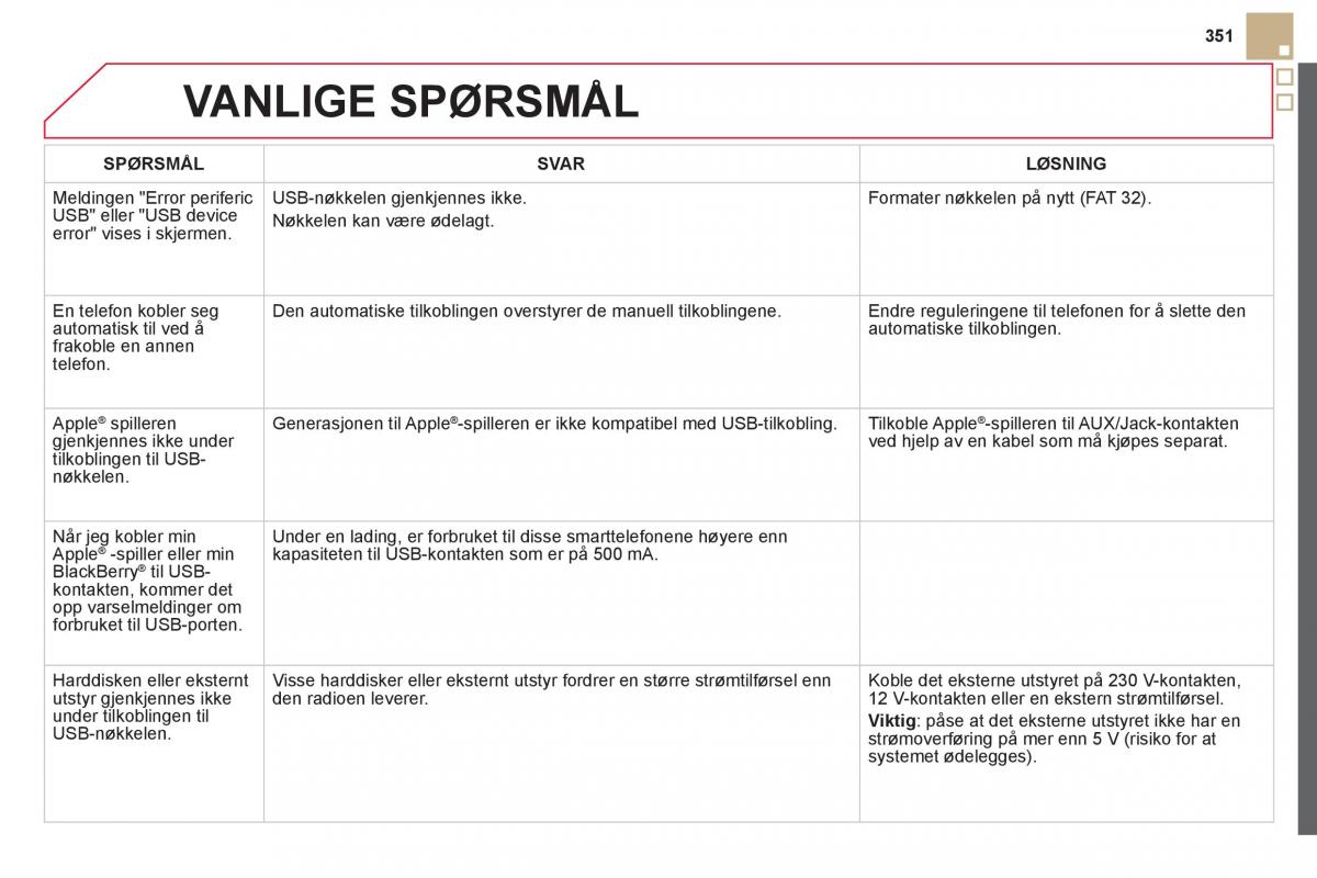 Citroen DS5 bruksanvisningen / page 353