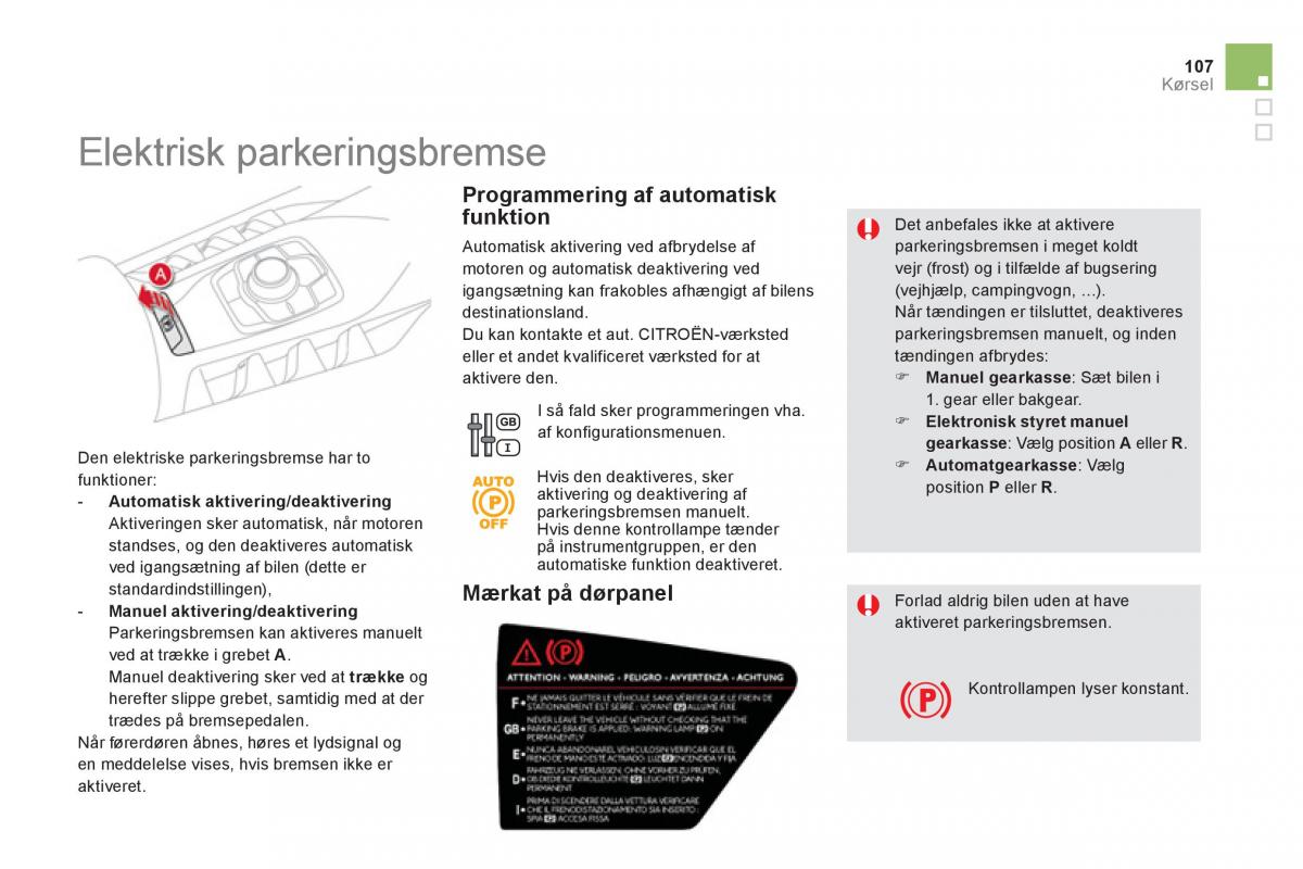 Citroen DS5 Bilens instruktionsbog / page 109