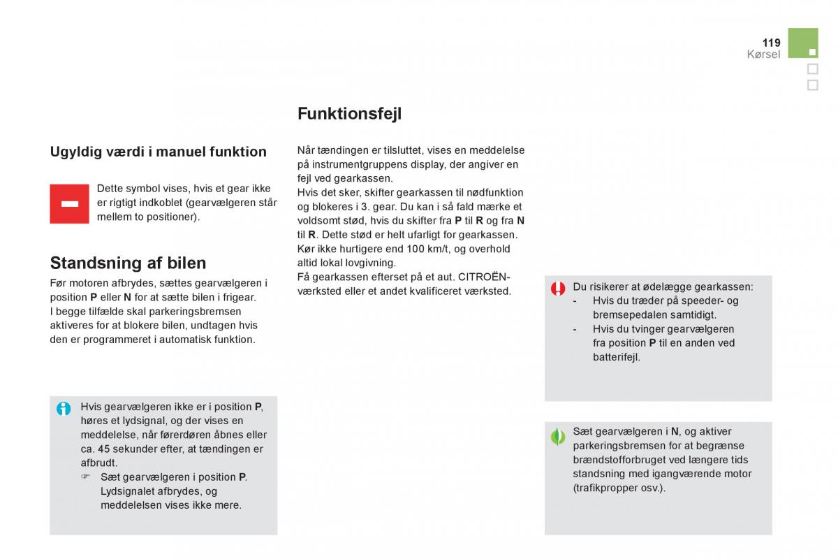 Citroen DS5 Bilens instruktionsbog / page 121