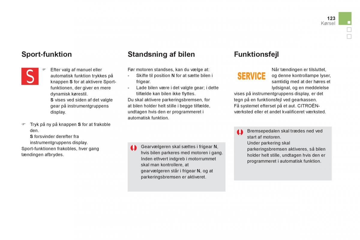 Citroen DS5 Bilens instruktionsbog / page 125