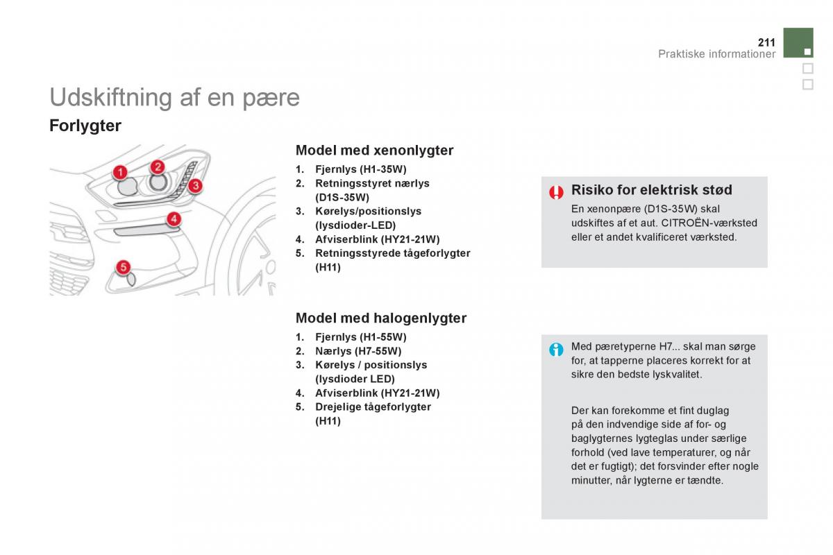 Citroen DS5 Bilens instruktionsbog / page 213