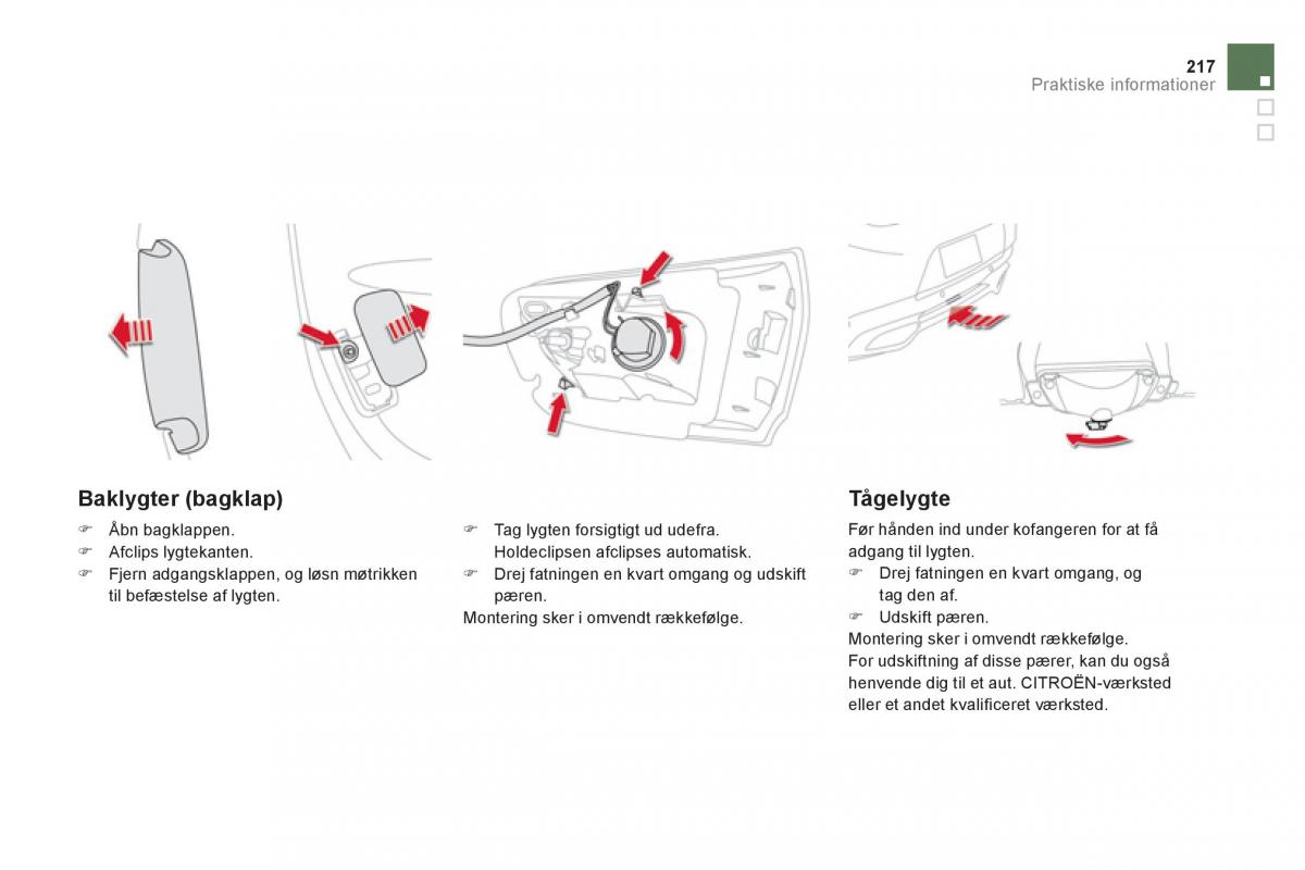 Citroen DS5 Bilens instruktionsbog / page 219