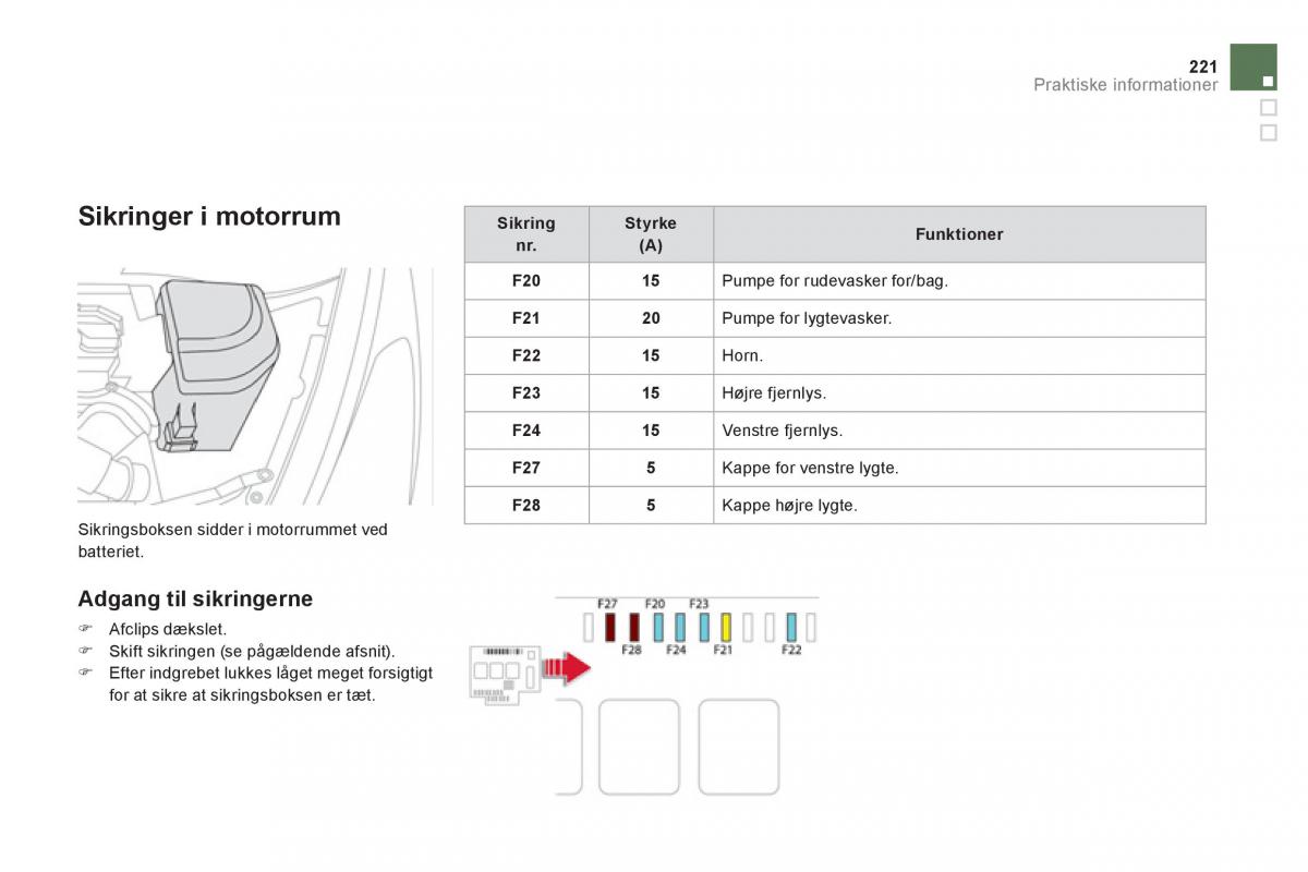 Citroen DS5 Bilens instruktionsbog / page 223