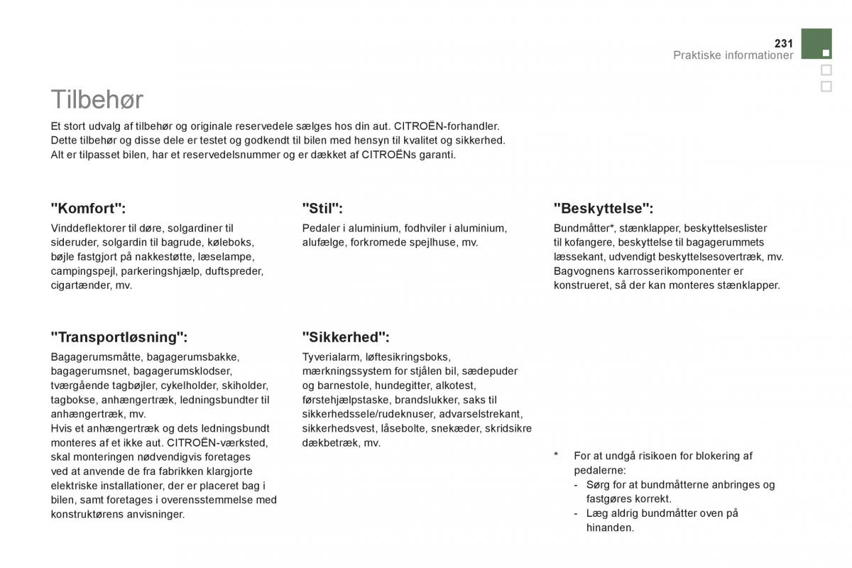 Citroen DS5 Bilens instruktionsbog / page 233