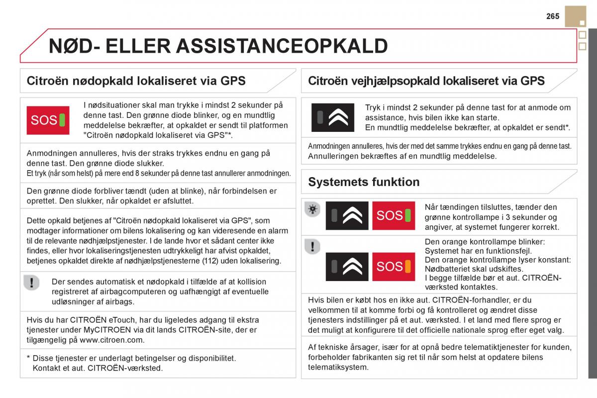 Citroen DS5 Bilens instruktionsbog / page 267