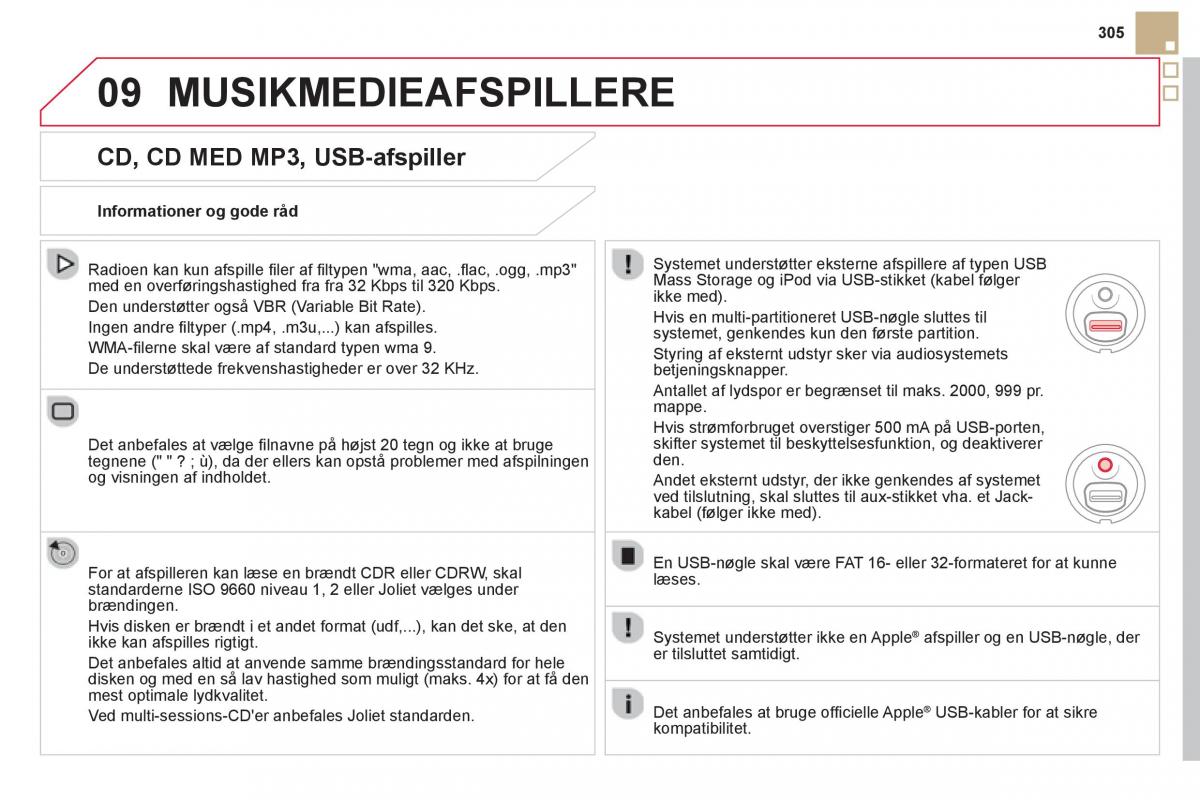 Citroen DS5 Bilens instruktionsbog / page 307