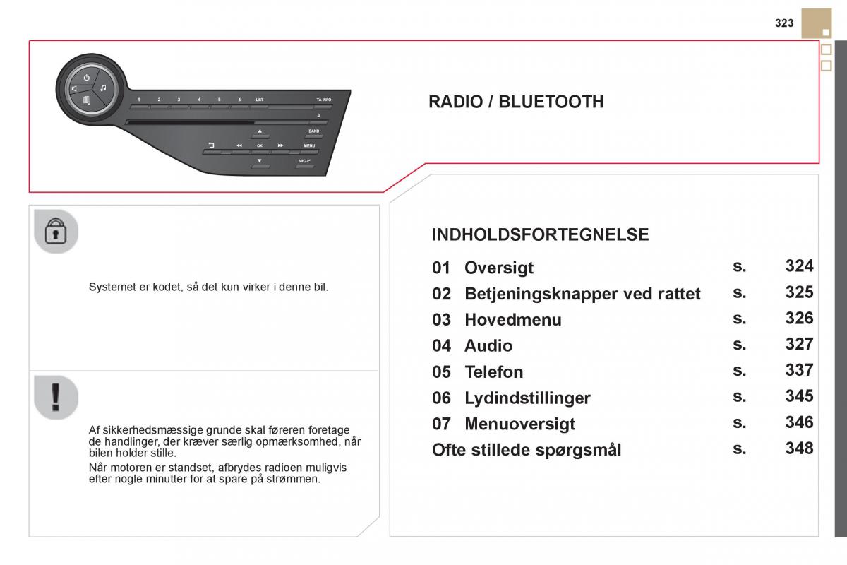 Citroen DS5 Bilens instruktionsbog / page 325