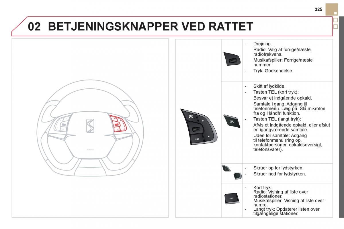 Citroen DS5 Bilens instruktionsbog / page 327