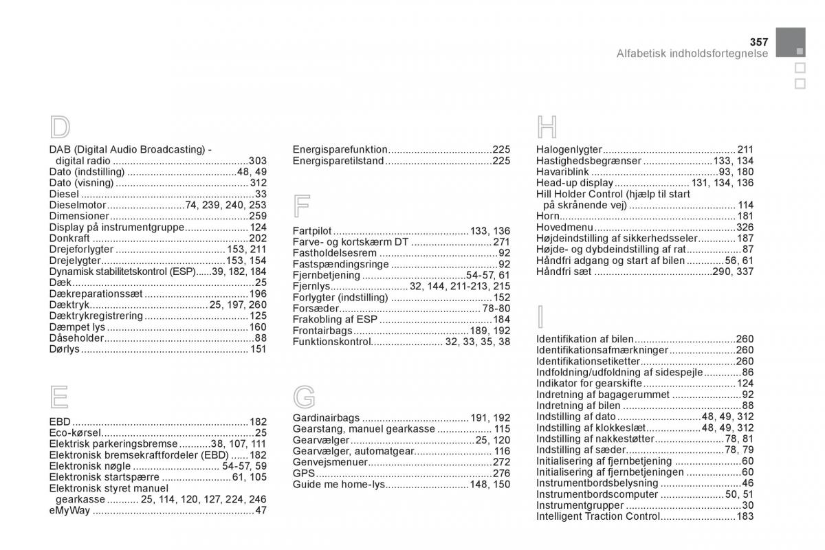 Citroen DS5 Bilens instruktionsbog / page 359