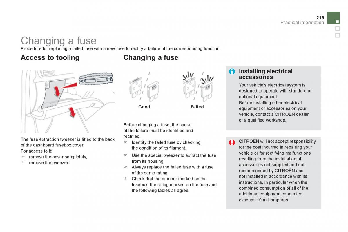 Citroen DS5 owners manual / page 221