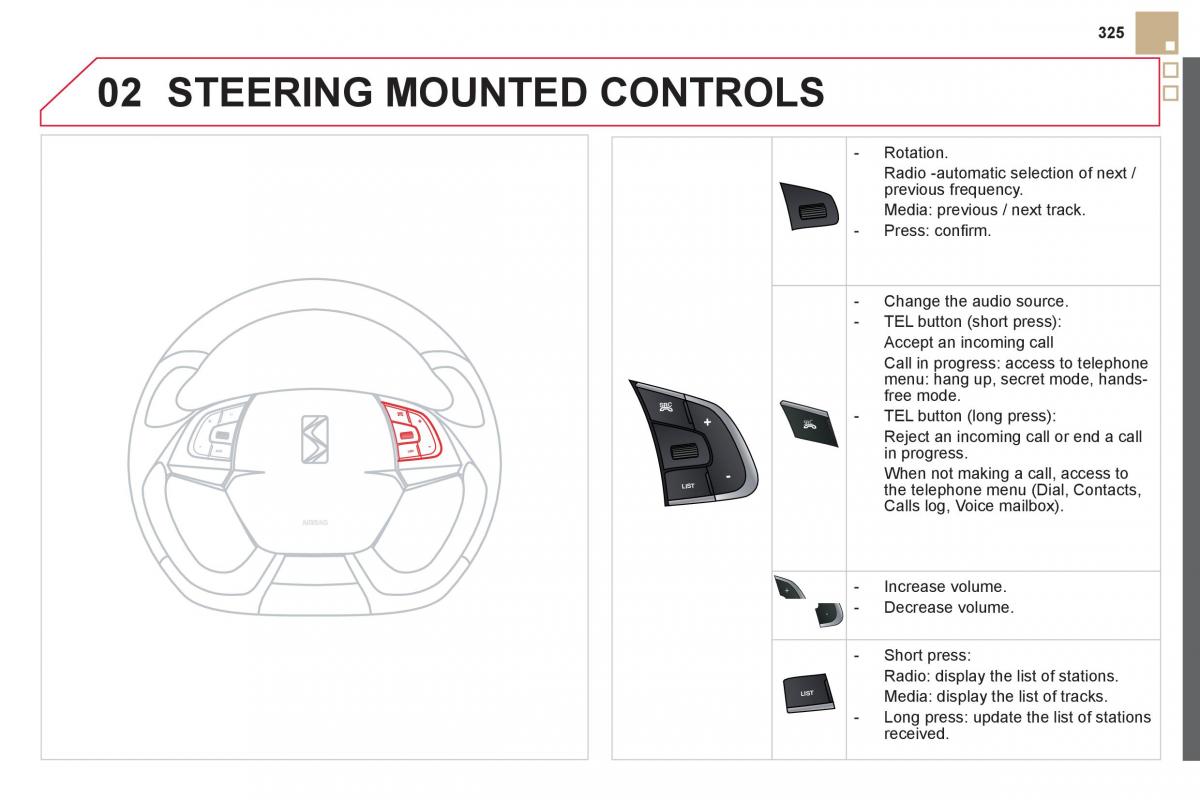 Citroen DS5 owners manual / page 327