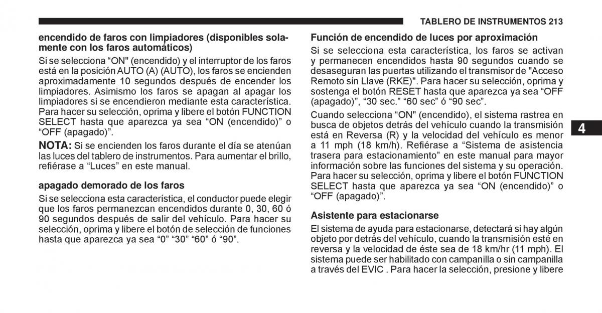 Jeep Cherokee KK manual del propietario / page 214