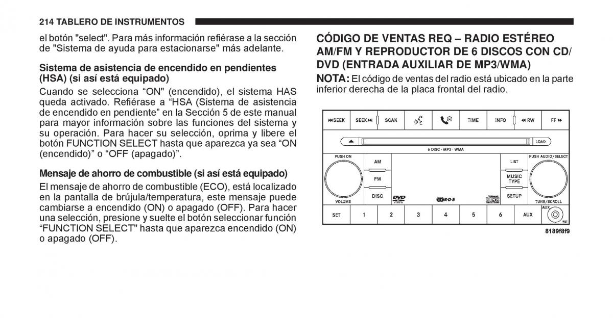 Jeep Cherokee KK manual del propietario / page 215