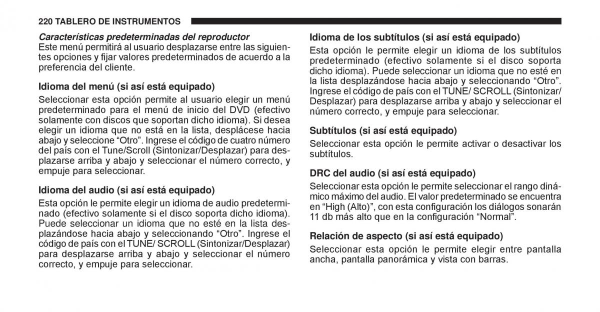 Jeep Cherokee KK manual del propietario / page 221