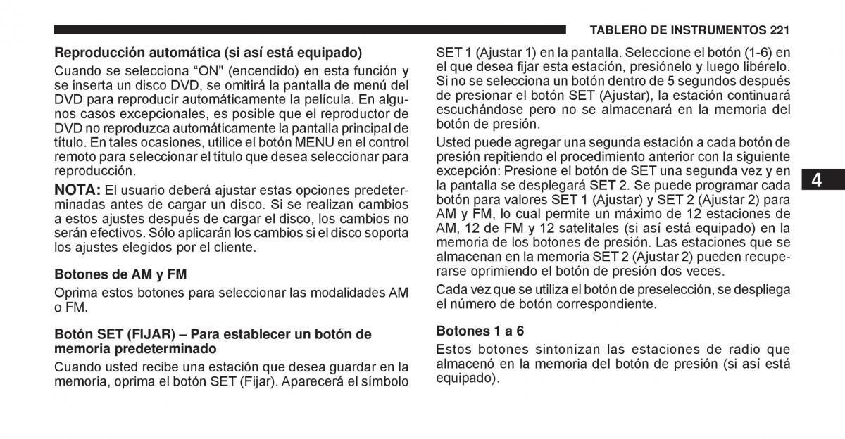 Jeep Cherokee KK manual del propietario / page 222