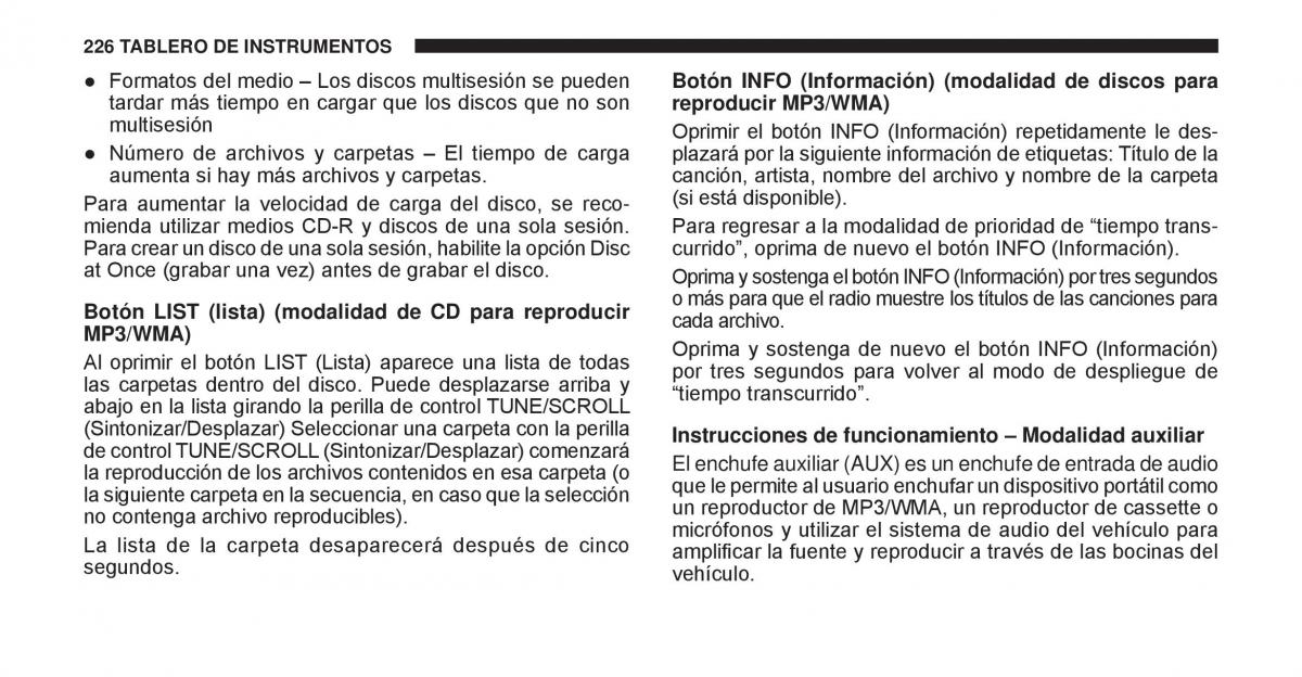 Jeep Cherokee KK manual del propietario / page 227