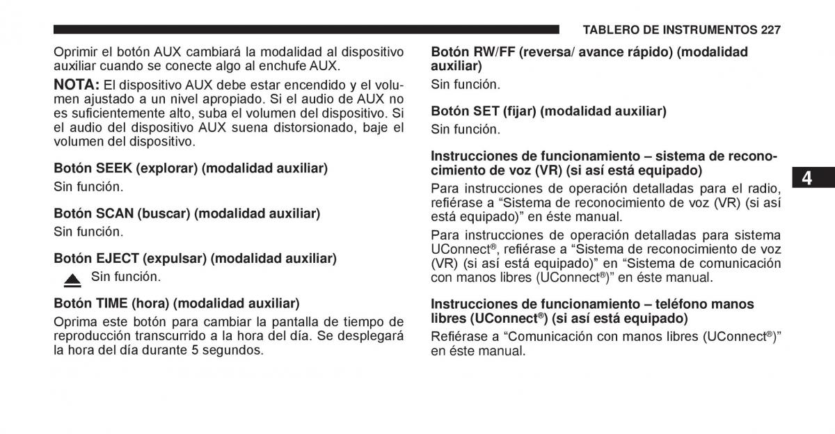 Jeep Cherokee KK manual del propietario / page 228