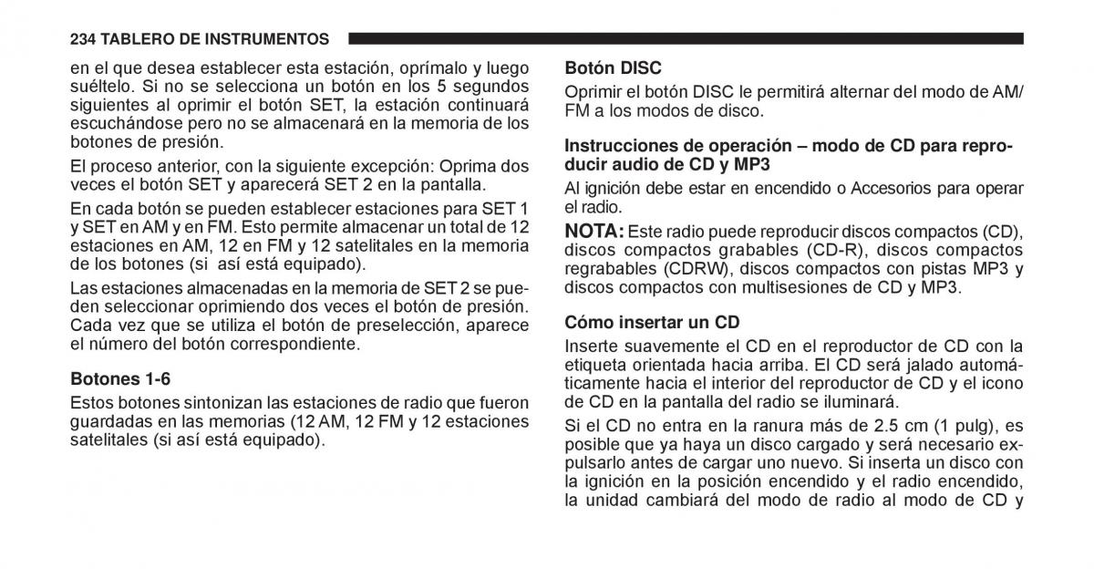 Jeep Cherokee KK manual del propietario / page 235