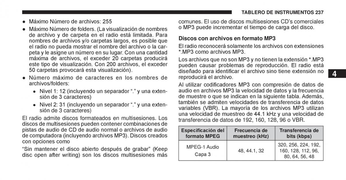 Jeep Cherokee KK manual del propietario / page 238