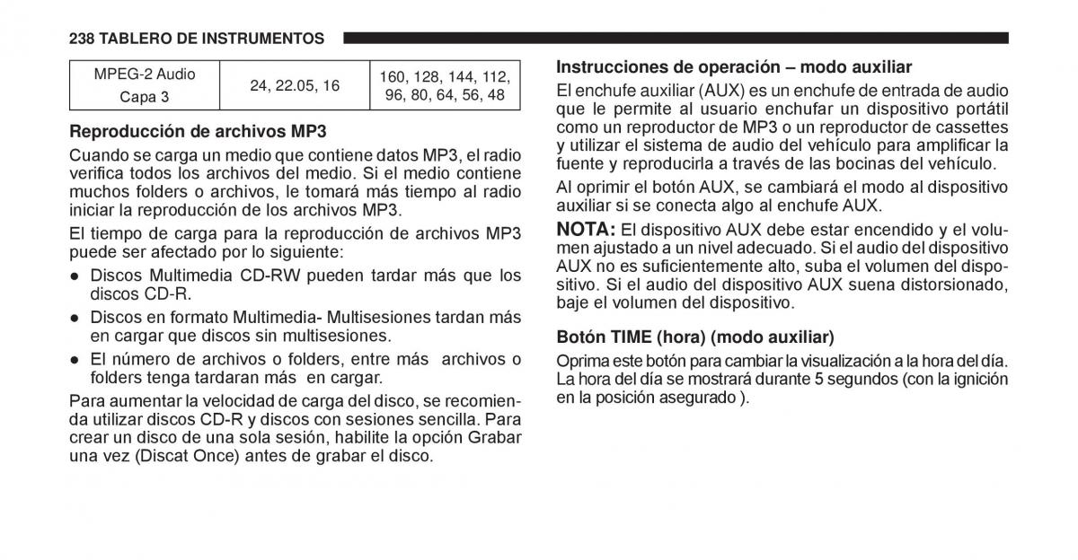 Jeep Cherokee KK manual del propietario / page 239