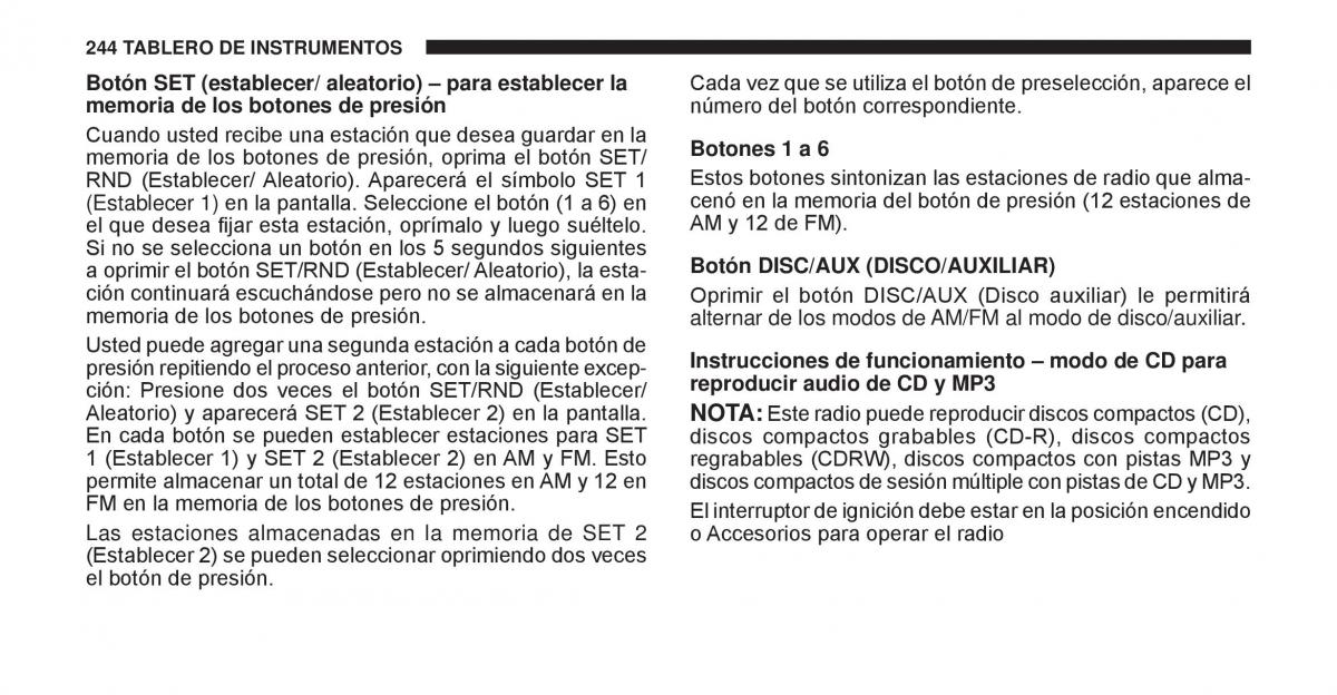 Jeep Cherokee KK manual del propietario / page 245