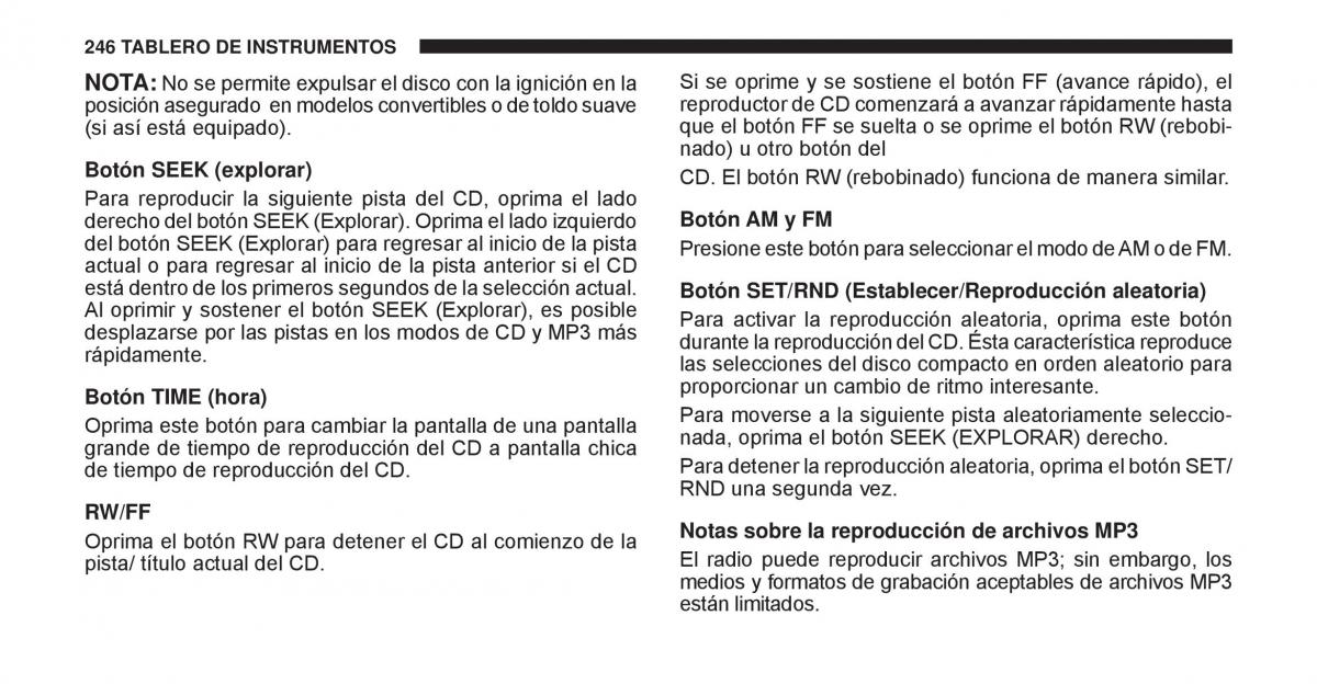 Jeep Cherokee KK manual del propietario / page 247