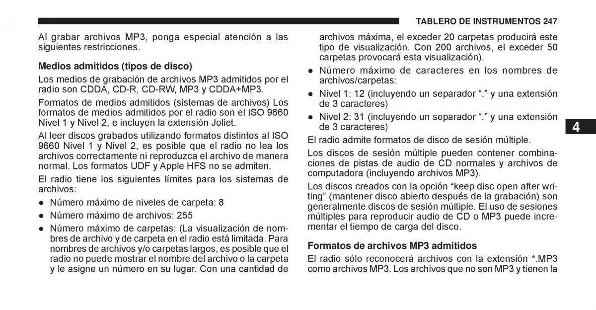 Jeep Cherokee KK manual del propietario / page 248