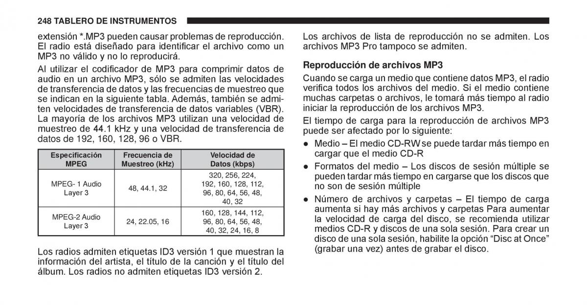 Jeep Cherokee KK manual del propietario / page 249