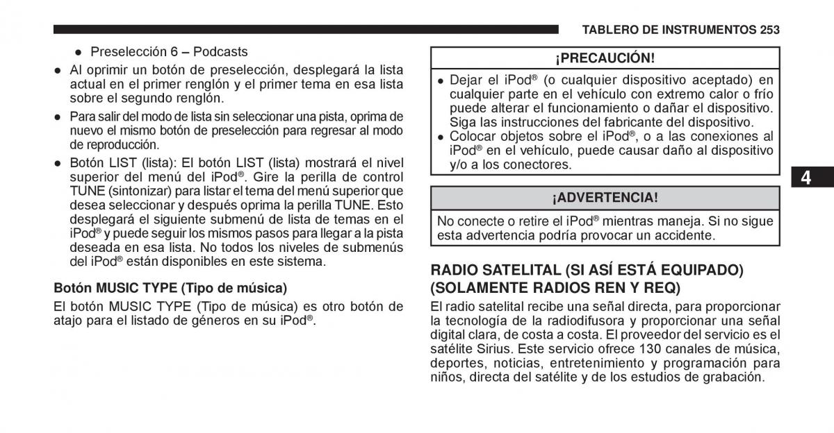 Jeep Cherokee KK manual del propietario / page 254