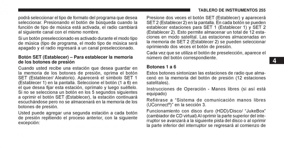 Jeep Cherokee KK manual del propietario / page 256