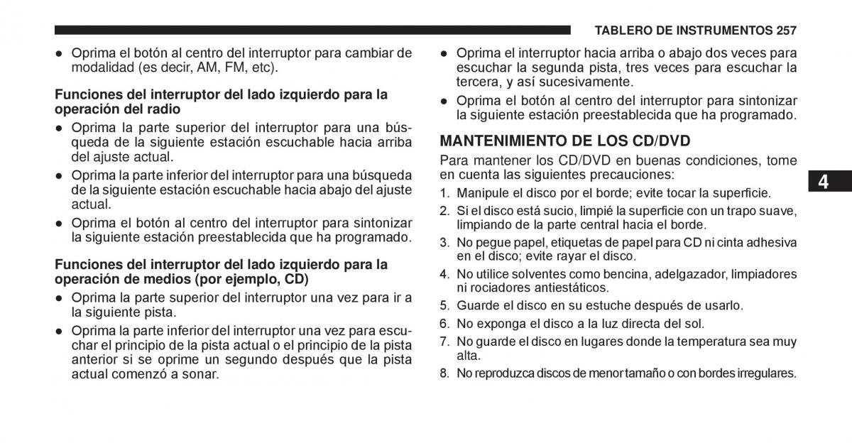 Jeep Cherokee KK manual del propietario / page 258