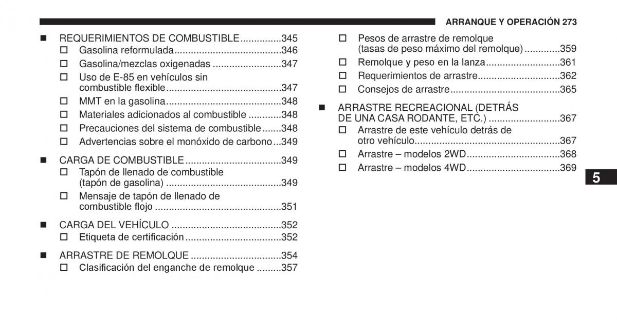 Jeep Cherokee KK manual del propietario / page 274