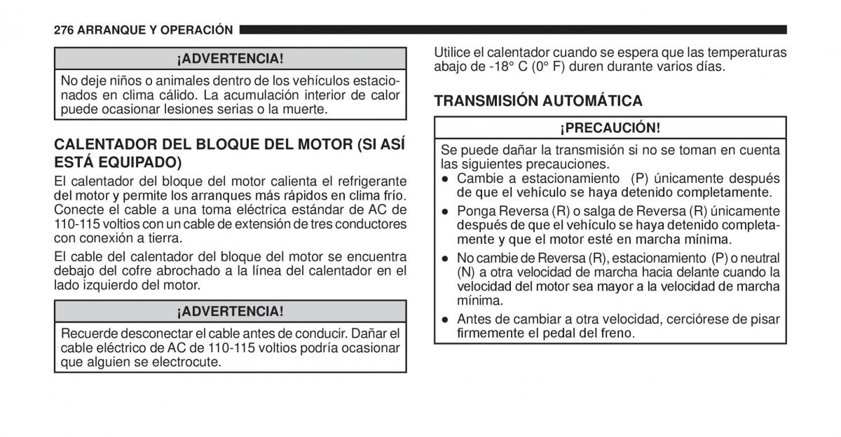 Jeep Cherokee KK manual del propietario / page 277