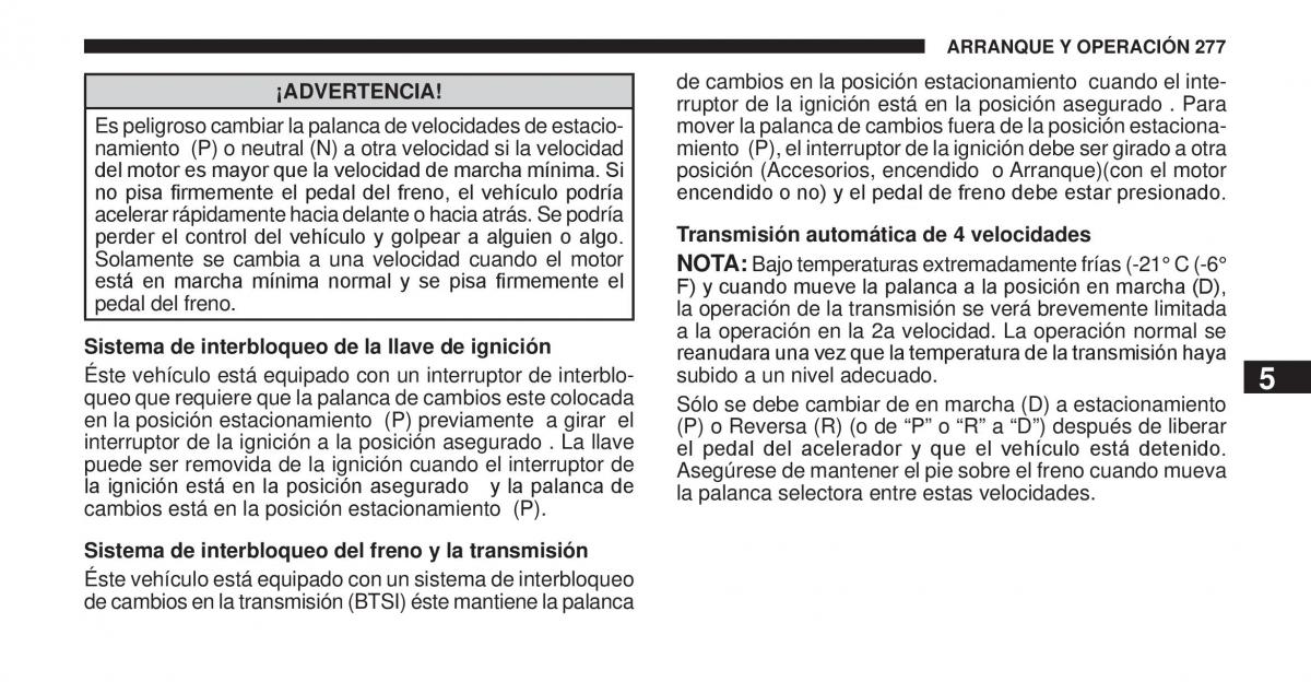 Jeep Cherokee KK manual del propietario / page 278