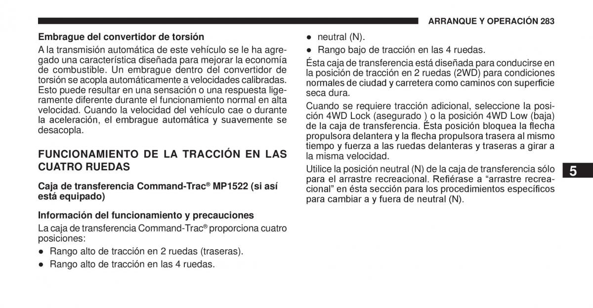 Jeep Cherokee KK manual del propietario / page 284