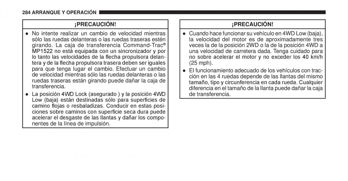 Jeep Cherokee KK manual del propietario / page 285