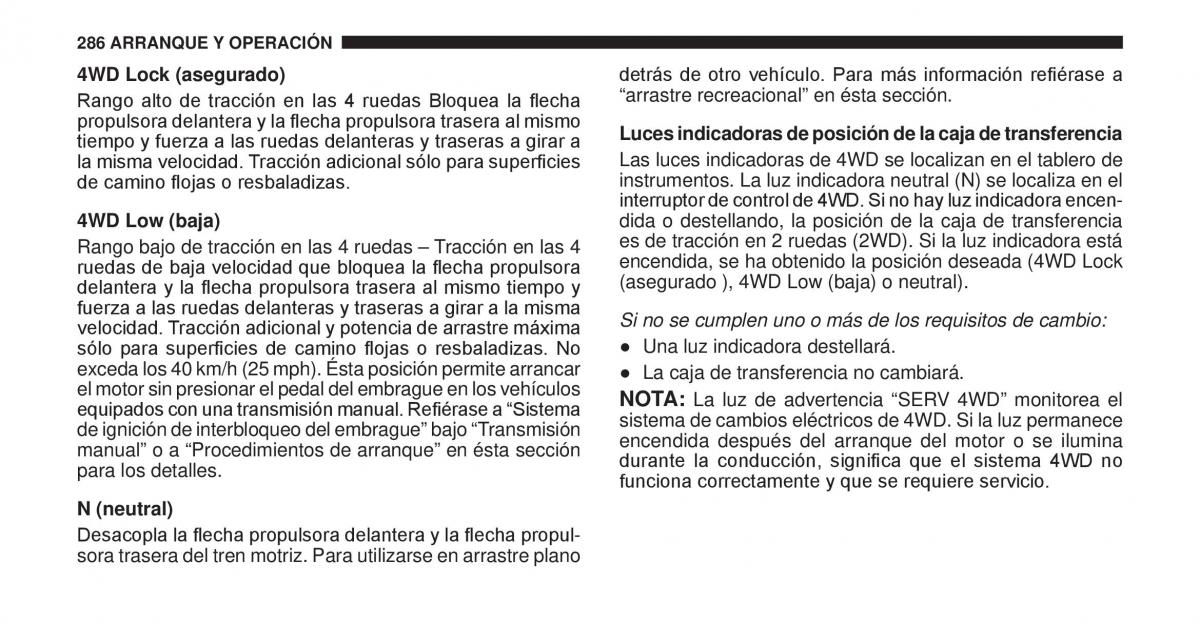 Jeep Cherokee KK manual del propietario / page 287