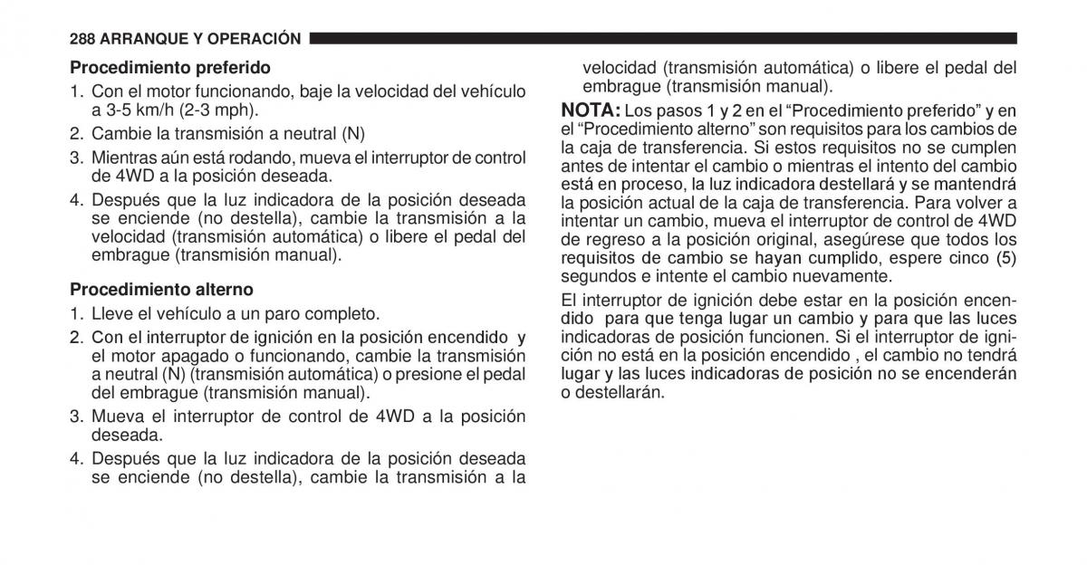 Jeep Cherokee KK manual del propietario / page 289