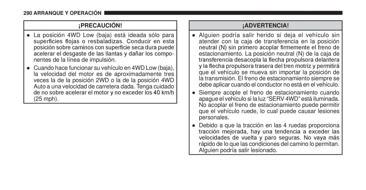 Jeep Cherokee KK manual del propietario / page 291